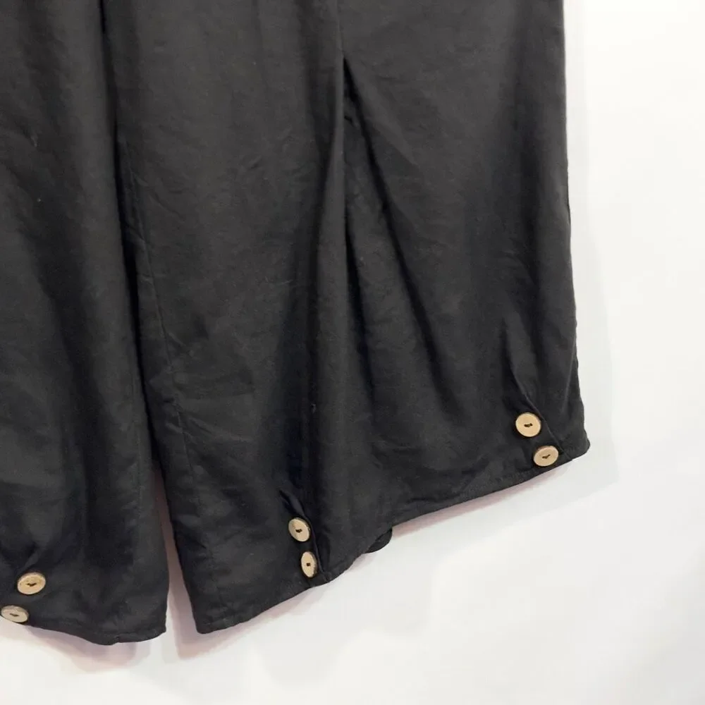 Soft Surroundings‎ Large Capri Pants Black Linen Crop Elastic Waist Pull On 890